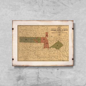 Retro plakát Az indiai Cherokee nemzetének régi térképe