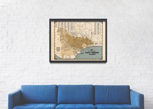 Plakát Régi térkép Santa Barbara Kaliforniában