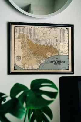Plakát Régi térkép Santa Barbara Kaliforniában