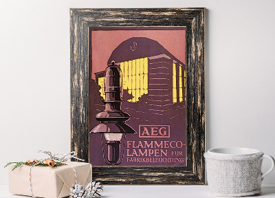 Poszter AEG Flammeco Lampen Fabrikbeleuchtung borító brosúrák