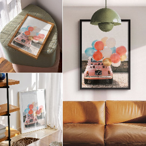 Vintage poszter Auto a balónky