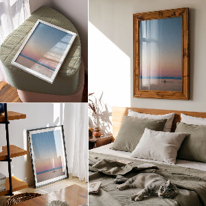 Retro poszter Kajak a západ slunce