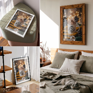 Retro plakát Vánoční hrnek