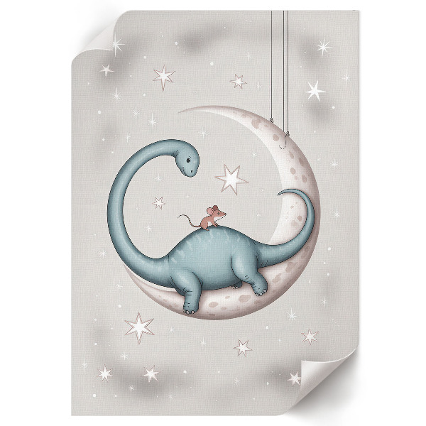 Retro plakát Dinosaurus na Měsíci