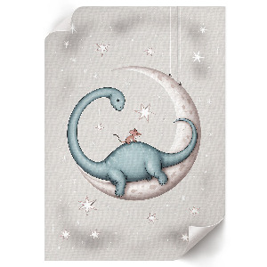 Retro plakát Dinosaurus na Měsíci