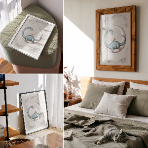 Retro plakát Dinosaurus na Měsíci