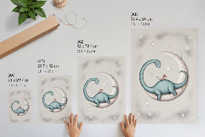 Retro plakát Dinosaurus na Měsíci