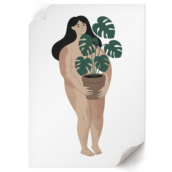 Retro plakát Žena s rostlinou