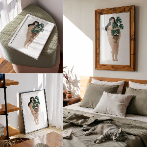 Retro plakát Žena s rostlinou