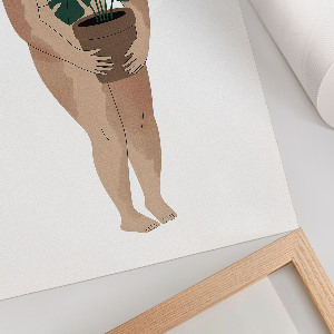 Retro plakát Žena s rostlinou