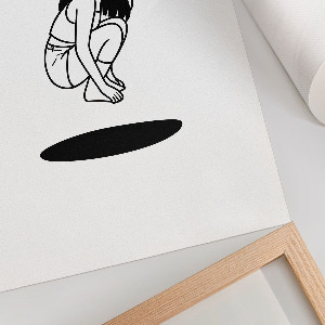 Retro poszter Žena nad dírou