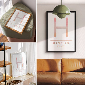 Vintage poszter H je pro Hamburk