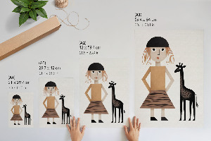 Retro plakát Dívka s žirafou