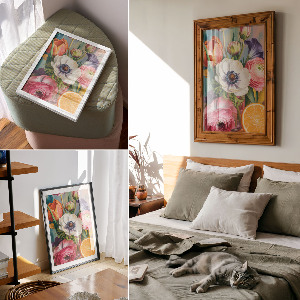 Vintage poszter Barevné květiny