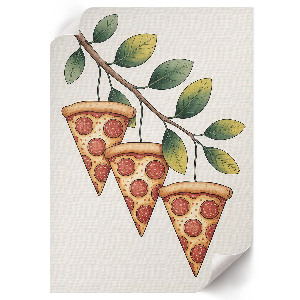 Retro plakát Pizza na větvi