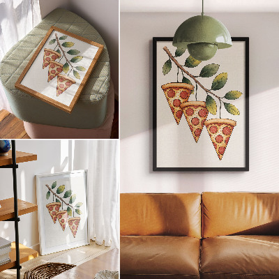 Retro plakát Pizza na větvi