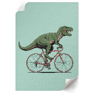 Vintage dinoszaurusz poszter kerékpárral