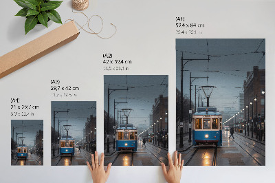 Retro plakát Modrá tramvaj
