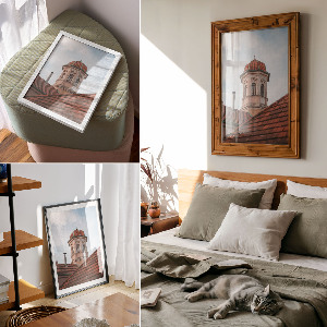 Retro poszter Věž a střecha