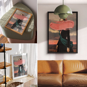 Vintage poszter Růžový surrealismus