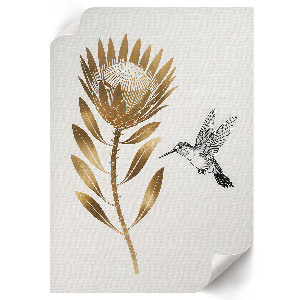 Retro plakát Kolibřík a květina