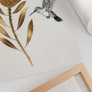 Retro plakát Kolibřík a květina