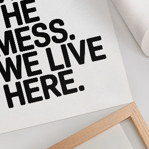 Retro plakát Bydlíme tady