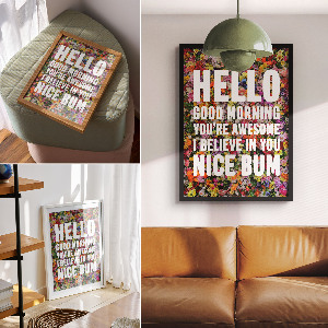 Retro plakát Motivace v květinách