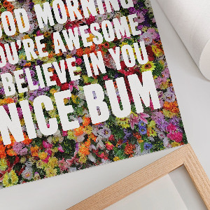 Retro plakát Motivace v květinách