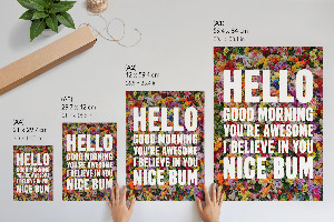 Retro plakát Motivace v květinách