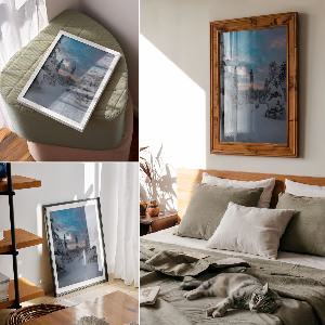 Retro poszter Zimní krajina