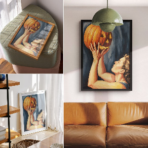 Retro plakát Halloweenská dýně