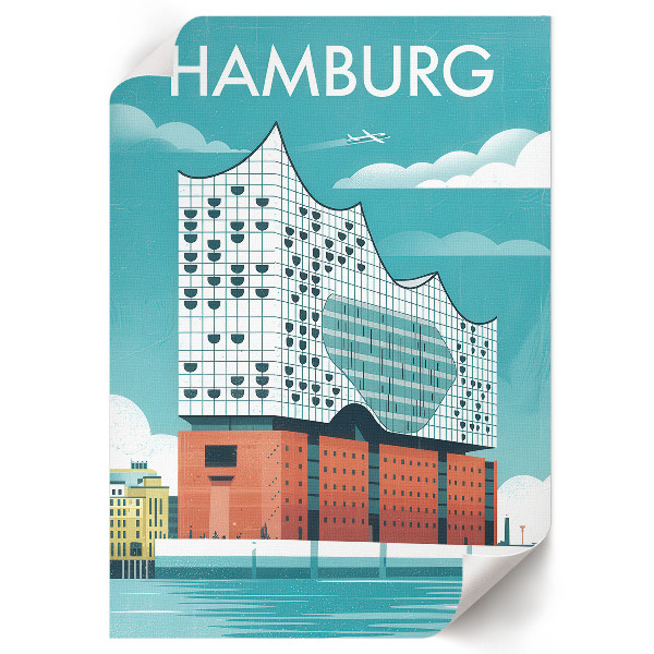 Retro poszter Hamburská ilustrace