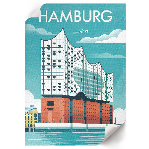 Retro poszter Hamburská ilustrace