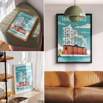Retro poszter Hamburská ilustrace
