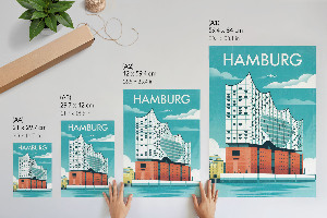 Retro poszter Hamburská ilustrace