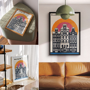 Retro poszter Činžovní domy v Amsterdamu