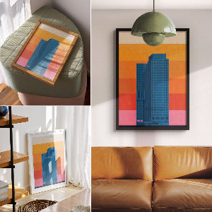 Retro plakát Abstraktní město