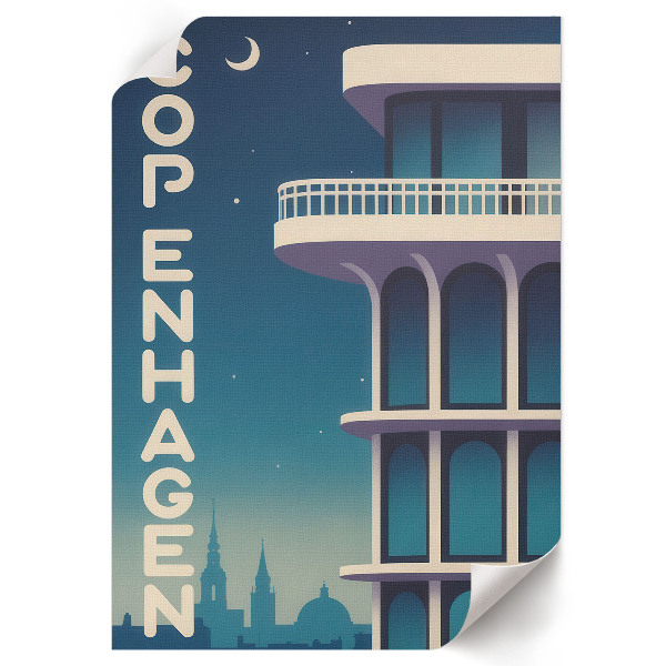 Retro poszter Kodaň v noci