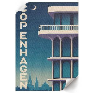 Retro poszter Kodaň v noci