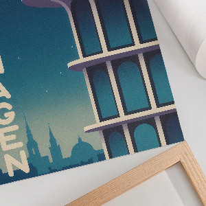 Retro poszter Kodaň v noci