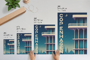 Retro poszter Kodaň v noci