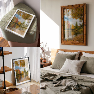 Retro plakát Podzimní jezero