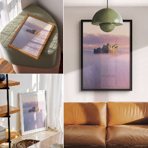 Vintage poszter Budování v oblacích