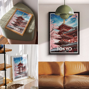 Retro plakát Tokio, Japonsko