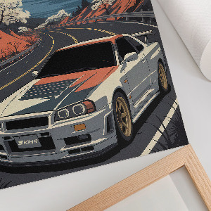 Vintage poszter Auto a hory