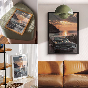 Retro plakát Západ a auto