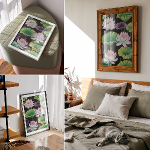 Retro plakát Lotosové květy