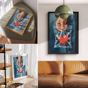 Retro poszter Srdce v sáčku