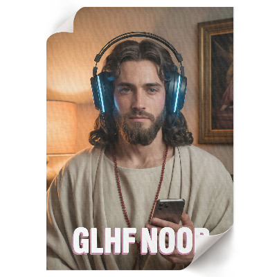 Retro poszter Ježíš, hráč
